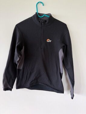 Lowe Alpine Women's Black Half-Zip Fleece Hoodie with Gray Panels